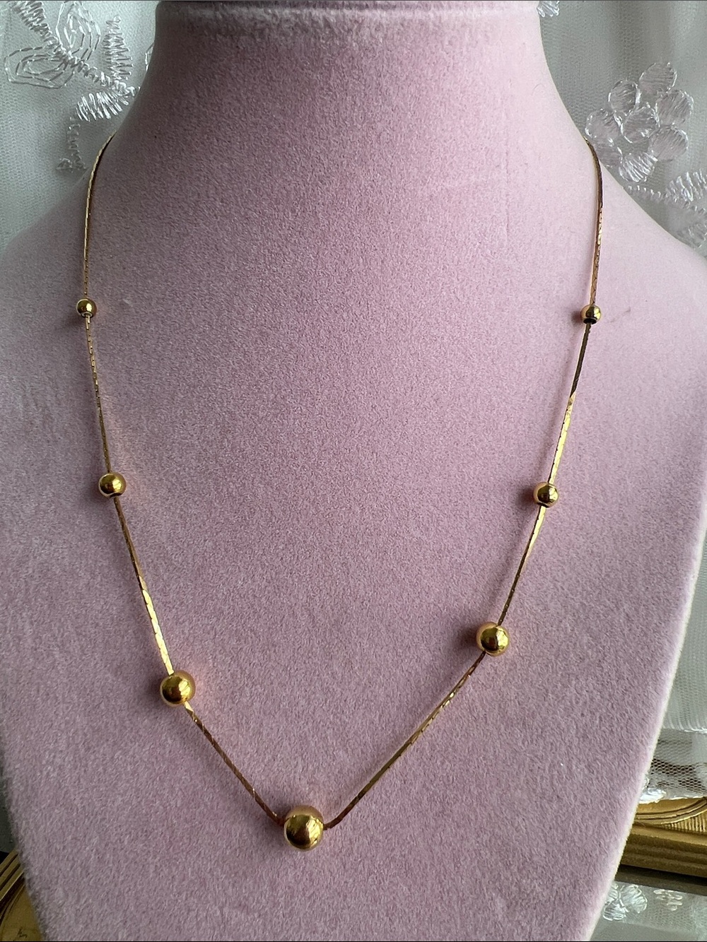 Elegant Gold Bead Station Necklace - Women Jewelry